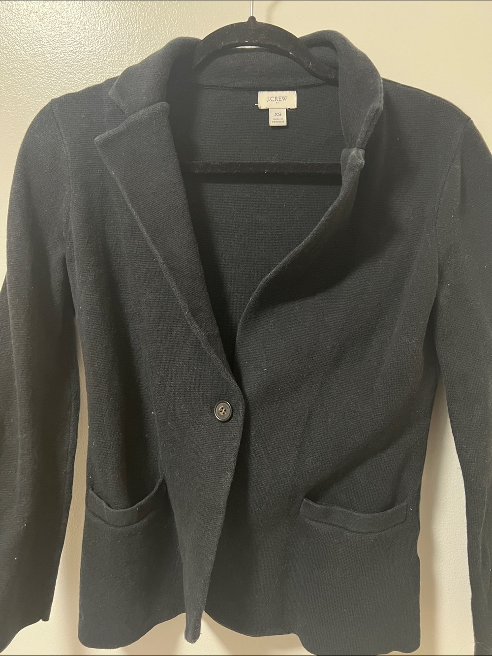 J. Crew Black Knit Single-Button Blazer Jacket